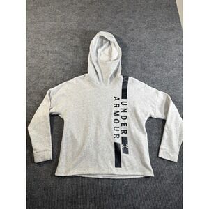 Under Armour Boys Gray Fleece Pullover Hoodie Size L Loose Fit Long Sleeve